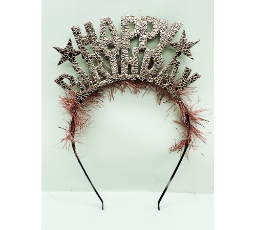 Happy Birthday Yazılı Metal Rose Gold Renk Doğum Günü Parti Tacı