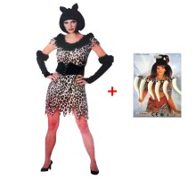 Yetişkin Boy Bayan Taş Devri Kostümü ve Taş Devri Kolye Seti