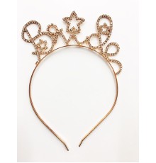 Kristal Taşlı Yıldızlı Rose Gold Renk Bride Yazılı Taşlı Taç 18x13 cm