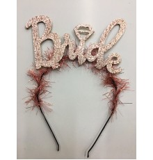 Bride Yazılı Metalize Rose Renk Bekarlığa Veda Parti Tacı