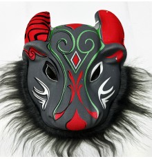 Bufalo Maskesi - Kırmızı Boynuzlu Bufalo Maskesi Yetişkin Çocuk Uyumlu Model 4
