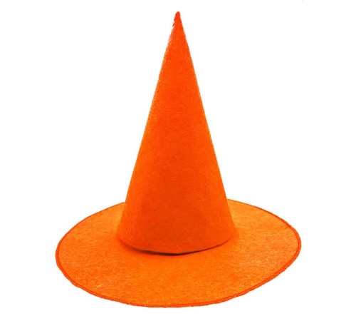 Turuncu Renk Keçe Cadı Şapkası Yetişkin Çocuk Uyumlu 35X38 cm