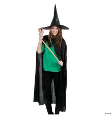 Siyah Yakalı 120 cm Yetişkin Pelerin ve Siyah Parlak Cadı Şapkası