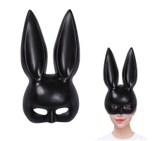 Siyah Renk Ekstra Lüks Uzun Tavşan Maskesi 35x16 cm