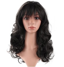 Siyah Renk Dalgalı Uzun Parti Peruğu 55 cm
