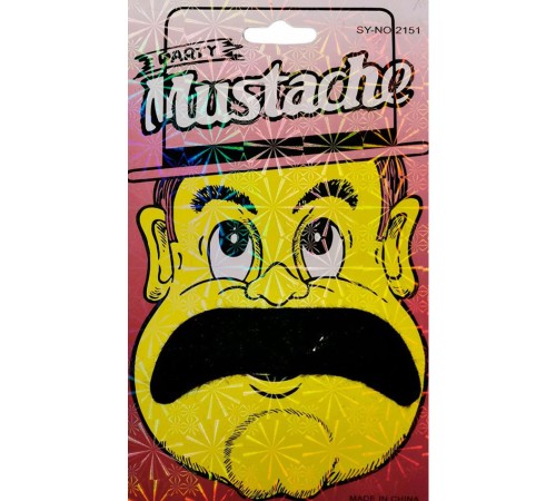 Siyah Renk Gerçekçi Görünümlü Yapışkanlı Pala Bıyık Takma Tüylü Kalın Bıyık Model 2