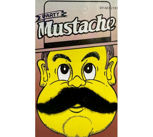 Siyah Renk Gerçekçi Görünümlü Yapışkanlı Pala Bıyık Takma Tüylü Ülkücü Bıyığı Model 6