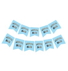 Hoşgeldin Oğlum Yazılı Mavi Üzeri Gümüş Yeni Doğan Bebek Doğum Süsü Afiş Bayrak Flama 2.2 Metre