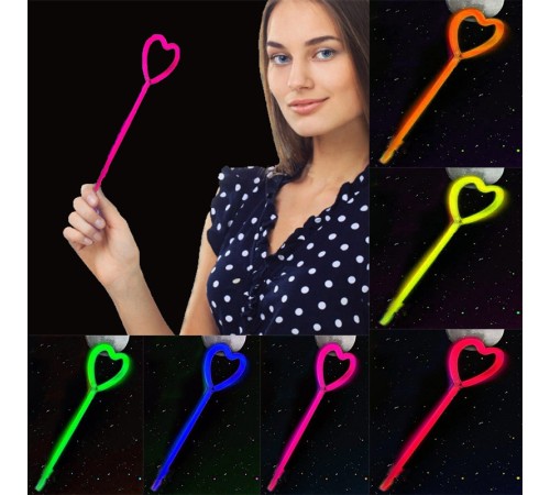 Karanlıkta Yanan Glow Stick Partisi Kalp Şekilli Asa Sopa 6 Renk 6 Adet