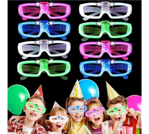 Glow Model 3 Farklı Fonksiyonlu Işıklı Parti Gözlüğü Karışık Renk 12 Adet