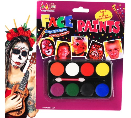 Palyaço Yüz Boyama Seti Fırçalı Makyaj Boyama Seti 8 Renk