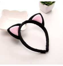 Sevimli Kedi Kulak Pofuduk Kedi Taç Siyah İçi Pembe Renk 17x15 cm