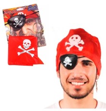 Korsan Bandana Korsan Göz Maskesi ve Korsan Küpesi 3 lü Kostüm Seti