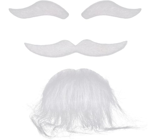 Beyaz Renk Kendinden Yapışkanlı Takma Sakal Bıyık ve Kaş Seti