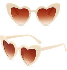 Krem Renk Kalp Şekilli Parti Gözlüğü 15x5 cm