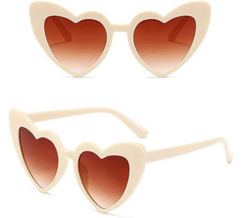 Krem Renk Kalp Şekilli Parti Gözlüğü 15x5 cm