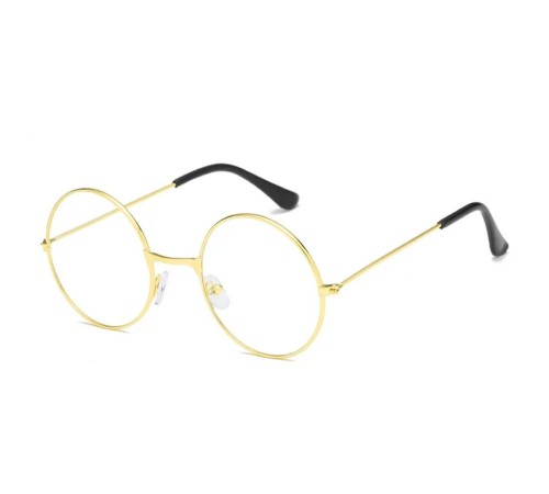 Yuvarlak Cam John Lennon Tarzı Hippi İmaj Gold Çerçeveli Şeffaf Gözlük