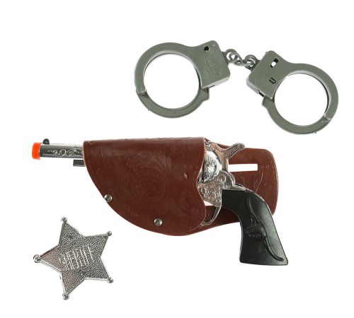 Gösteriler İçin Kovboy Sheriff Kelepçesi ve Rozet Kostüm Seti 3 Parça