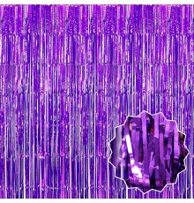 Mor Renk Ekstra Metalize Parlak Saçaklı Arka Fon Perde İthal 1x2 Metre