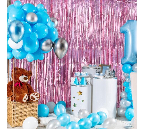 Rose Gold Renk Ekstra Metalize Parlak Saçaklı Arka Fon Perde İthal 1x2 Metre