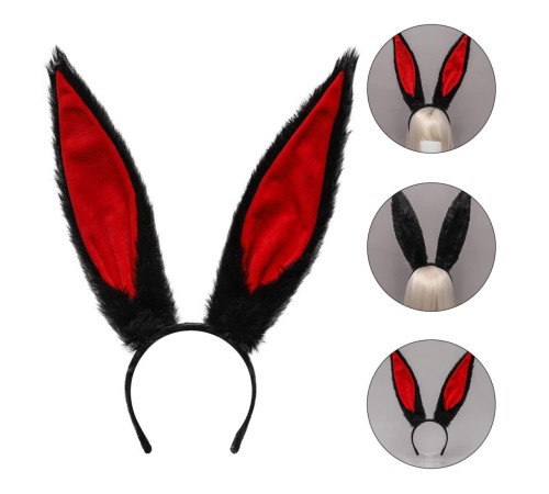 Peluş Malzemeden İmal Mega Boy Şekil Verilebilir Tavşan Kulağı Siyah 14X43 cm