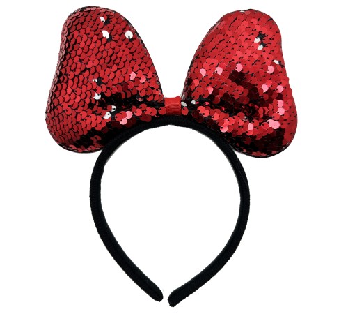 Renk Değiştiren Pullu Payetli Fiyonk Parti Tacı Kırmızı Gümüş Renk 20x16 cm