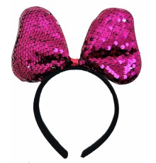 Renk Değiştiren Pullu Payetli Fiyonk Parti Tacı Fuşya Gümüş Renk 20x16 cm