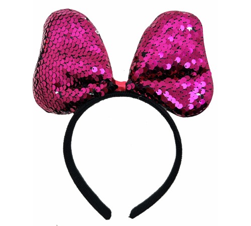 Renk Değiştiren Pullu Payetli Fiyonk Parti Tacı Fuşya Gümüş Renk 20x16 cm