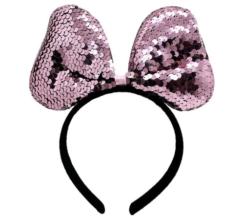 Renk Değiştiren Pullu Payetli Fiyonk Parti Tacı Pembe Gümüş Renk 20x16 cm