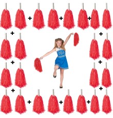 12 Çift ( 24 Adet ) Kırmızı Renk 23 Nisan 19 Mayıs 29 Ekim Okul Gösteri Ponponları