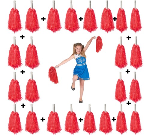 12 Çift ( 24 Adet ) Kırmızı Renk 23 Nisan 19 Mayıs 29 Ekim Okul Gösteri Ponponları