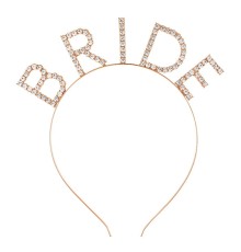 Mega Boy Kristal Taşlı Rose Gold Bride Taç Gelin Tacı 20X21 cm