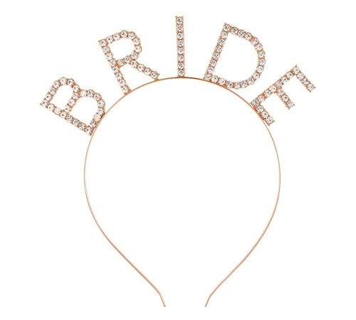 Mega Boy Kristal Taşlı Rose Gold Bride Taç Gelin Tacı 20X21 cm
