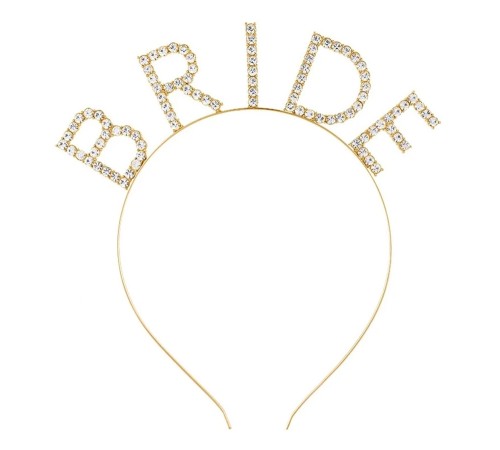 Mega Boy Kristal Taşlı Altın Gold Bride Taç Gelin Tacı 20X21 cm