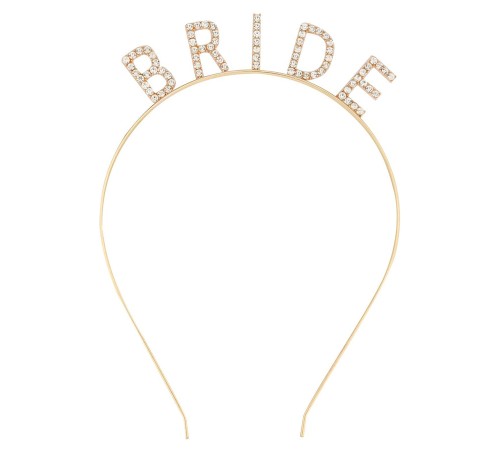 Altın Gold Renk Bekarlığa Veda Kristal Taş Bride Tacı İthal 16x10 cm