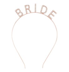 Rose Gold Renk Bekarlığa Veda Kristal Taş Bride Tacı İthal 16x10 cm