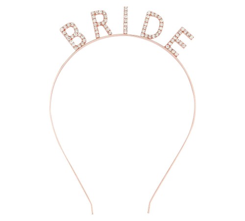 Rose Gold Renk Bekarlığa Veda Kristal Taş Bride Tacı İthal 16x10 cm