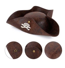 Kaptan Jack Korsan Şapkası Vinleks Deri Denizci Korsan Şapkası