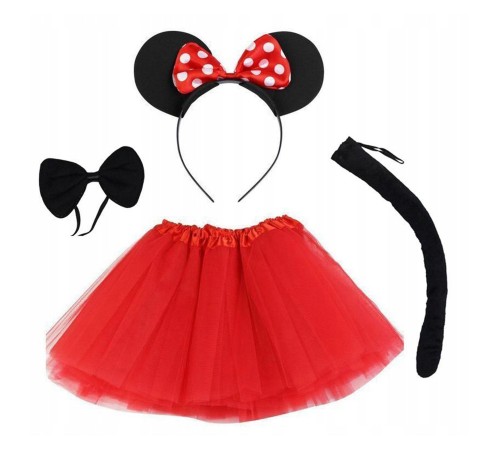Minnie Mouse Kostüm Seti Etek Taç Kuyruk Papyon Gösteri Seti