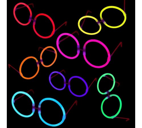 Glow Stick Parti Gözlüğü Glow Partisi Yuvarlak Şekilli Fosforlu Gözlük 6 Adet