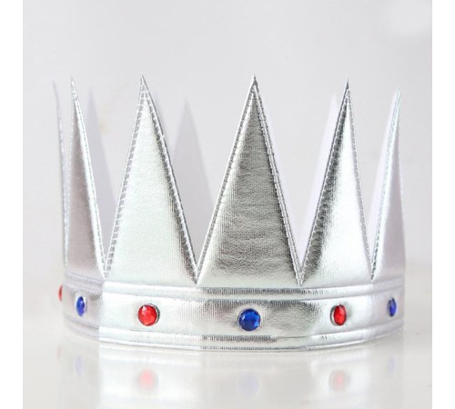 Gümüş Renk Eva Yumuşak Kral Kraliyet Tacı Yetişkin Çocuk Uyumlu 55 cm
