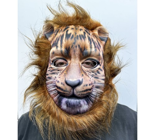 Kahverengi Yeleli Saçlı Peluş Aslan Maskesi Mega Peluş 6 No