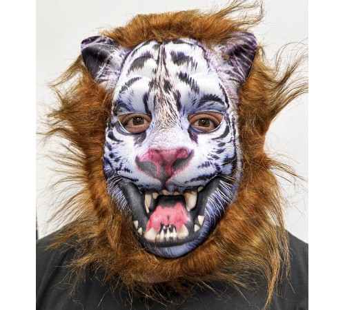 Kahverengi Saçlı Dişli Kurt Maskesi Köpek Maskesi Mega Peluş 12 No