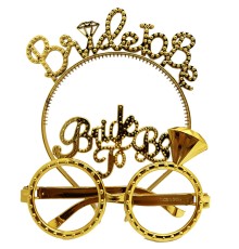 Bride To Be Yazılı Taç ve Bride To Be Yazılı Gözlük Seti Altın Renk