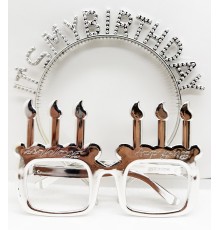 İt's My Birthday Yazılı Taç ve Mum Şekilli Gözlük Seti Gümüş Renk