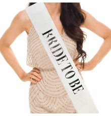 Beyaz Üzeri Gümüş Büyük Bride To Be Yazılı Simli Işıltılı Kuşak Kemer 10x80 cm