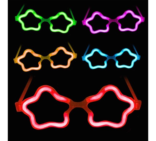 Yıldız Glow Gözlük - Yıldız Şekilli Glow Stick Gözlüğü - Glow Partisi Gözlük 12 Adet