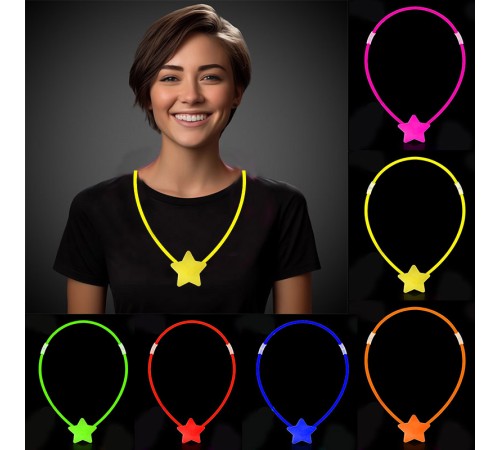 Glow Stick Yıldız Kolye - Glow Kolye - Glow Stick Partisi Yıldız Kolye 6 Adet