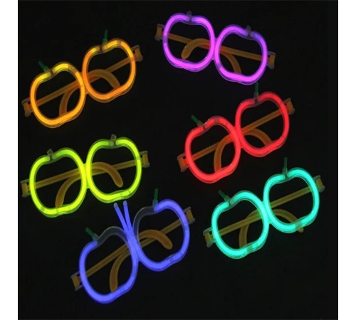 Glow Stick Elma Gözlük - Glow Partisi Gözlüğü - Glow Stick Gözlük 12 Adet