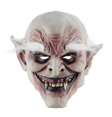 Korku Zombi Maskesi Beyaz Saçlı Kaşlı Lateks Vampir Maskesi Et Maske